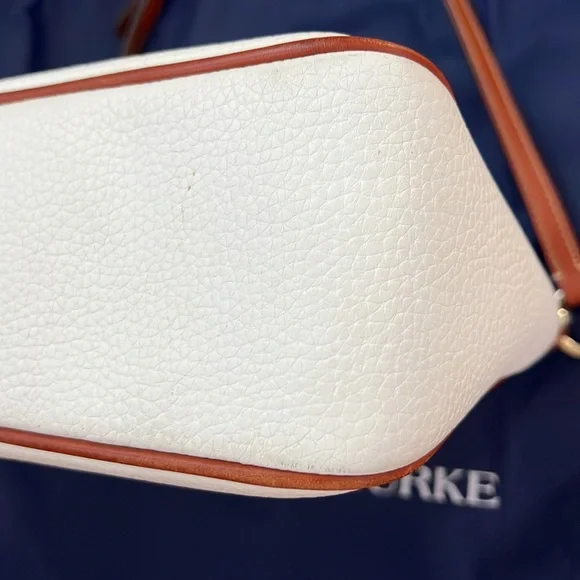 Dooney and Bourke Pebbled Grain Leather Kimberly Handbag White and Cognac - Picture 13 of 15